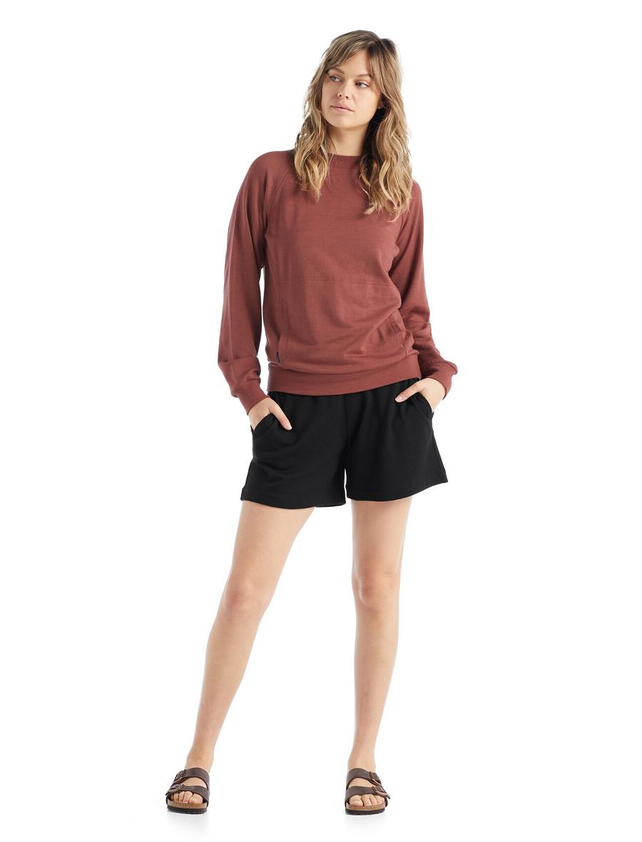 Black Women's Icebreaker Merino Crush Shorts | USA 1506KORI